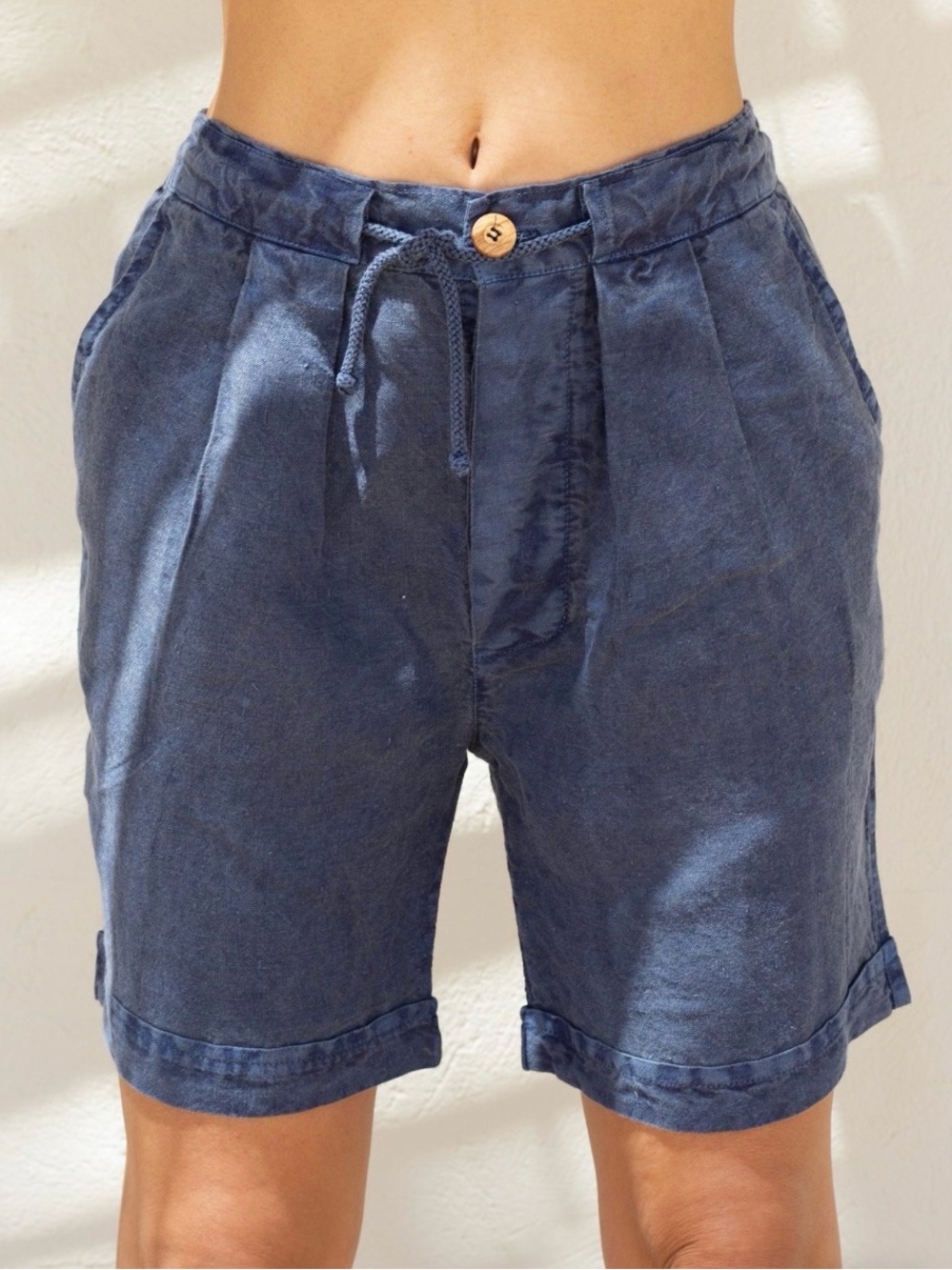 B.loose Unisex Cordon Blue Greek Linen Shorts Size Medium Men’s Women’s